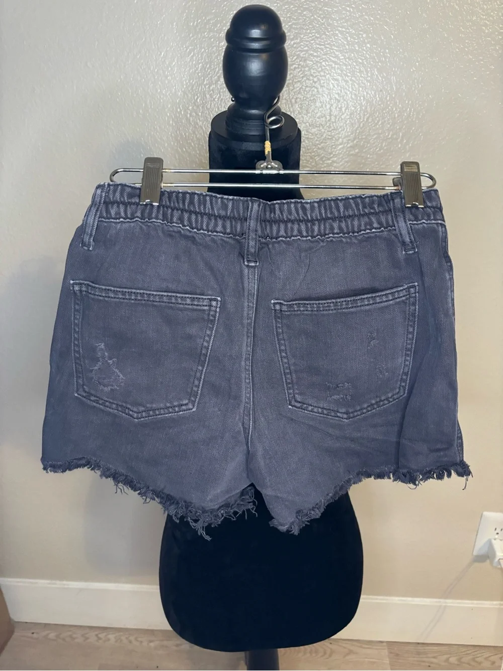 aerie Charcoal Distressed Denim Cutoff Shorts